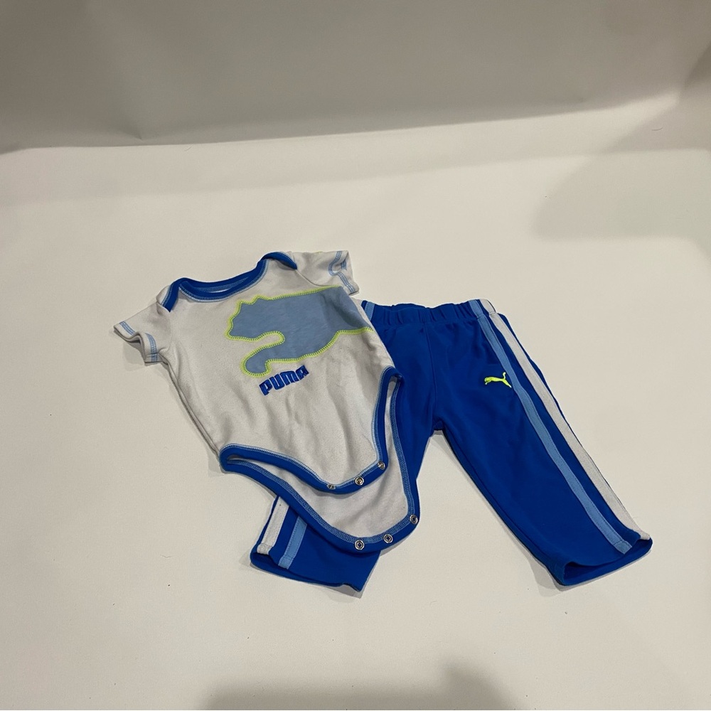 Puma Blue and Green Kids One Piece Set. Boys 6-9M